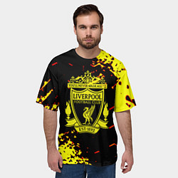 Футболка оверсайз мужская Liverpool жёлтые краски текстура, цвет: 3D-принт — фото 2