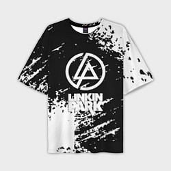Мужская футболка оверсайз Linkin park logo краски текстура