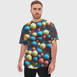 Футболка оверсайз мужская Разноцветные шарики молекул, цвет: 3D-принт — фото 2