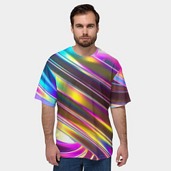 Футболка оверсайз мужская Неоновый скрученный металл разноцветный, цвет: 3D-принт — фото 2