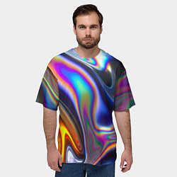 Футболка оверсайз мужская Жидкая голографическая бензиновая абстракция, цвет: 3D-принт — фото 2