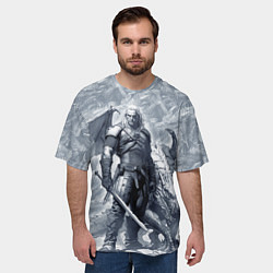 Футболка оверсайз мужская The Witcher and dragon - hand drawn style, цвет: 3D-принт — фото 2