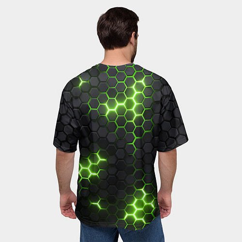 Мужская футболка оверсайз Неоновый зеленый / 3D-принт – фото 4