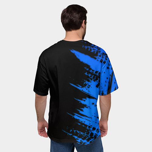 Мужская футболка оверсайз BMW краски синие / 3D-принт – фото 4