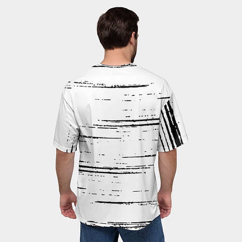 Мужская футболка оверсайз Nirvana штрихи чёрные / 3D-принт – фото 4