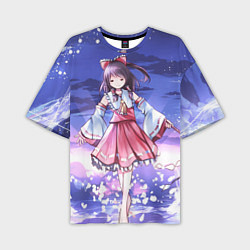 Мужская футболка оверсайз Touhou Project Рейму улыбка