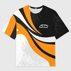 Футболка оверсайз мужская КТМ - оранжевые вставки, цвет: 3D-принт