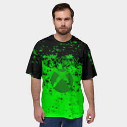 Футболка оверсайз мужская Xbox краски зелёные, цвет: 3D-принт — фото 2