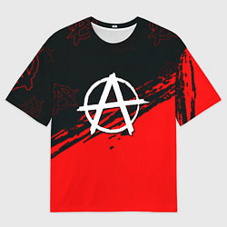 Футболка оверсайз мужская Анархия краски текстура символы, цвет: 3D-принт