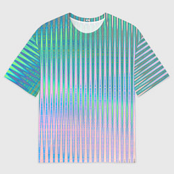 Футболка оверсайз мужская Голографический эффект светлых тонов полос, цвет: 3D-принт