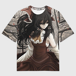 Футболка оверсайз мужская Touhou Project Рейму sad, цвет: 3D-принт