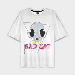 Мужская футболка оверсайз Череп в стиле bad cat