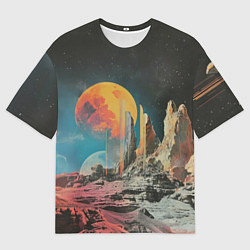 Футболка оверсайз мужская Ретро космический пейзаж, цвет: 3D-принт