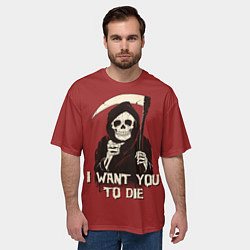 Футболка оверсайз мужская I want you to die, цвет: 3D-принт — фото 2