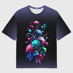 Футболка оверсайз мужская Цветы - нейросеть, цвет: 3D-принт