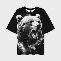 Мужская футболка оверсайз Медведь на охоте