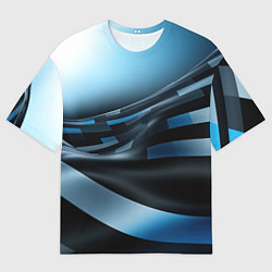 Мужская футболка оверсайз Черно-синий абстрактный спортивный стиль