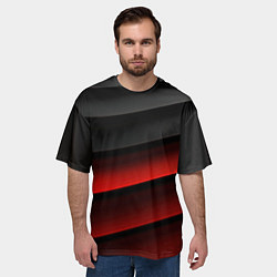 Футболка оверсайз мужская Черно-красный объемный градиент, цвет: 3D-принт — фото 2