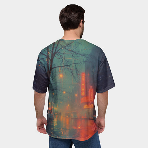 Мужская футболка оверсайз Пасмурный вечер / 3D-принт – фото 4
