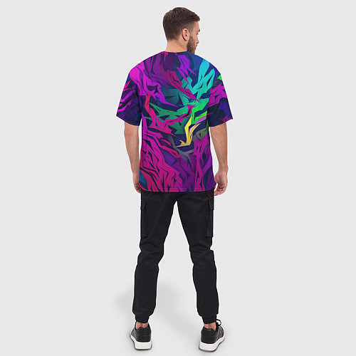 Мужская футболка оверсайз Gta лого фиолетовый камуфляж / 3D-принт – фото 4