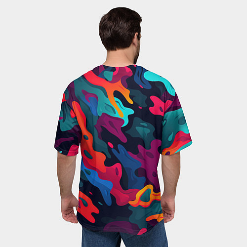 Мужская футболка оверсайз Gta лого камуфляж кислотные кляксы / 3D-принт – фото 4