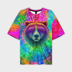Футболка оверсайз мужская Цветной медведь, цвет: 3D-принт