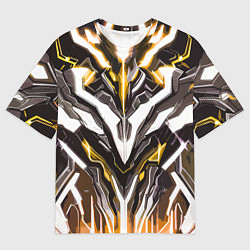 Футболка оверсайз мужская Неоновая кибер броня жёлтая, цвет: 3D-принт