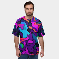 Футболка оверсайз мужская Яркий неоновый камуфляж, цвет: 3D-принт — фото 2
