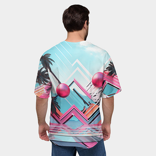 Мужская футболка оверсайз Gta 6 логотип в стиле vice city / 3D-принт – фото 4