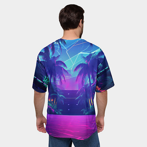 Мужская футболка оверсайз Gta 6 логотип в стиле ночного vice city / 3D-принт – фото 4