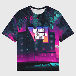 Мужская футболка оверсайз GTA 6 logo night Vice city