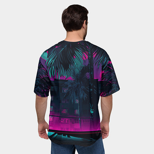 Мужская футболка оверсайз GTA 6 logo night Vice city / 3D-принт – фото 4