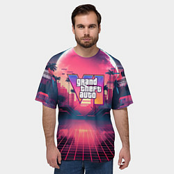 Футболка оверсайз мужская GTA 6 logo retro night, цвет: 3D-принт — фото 2