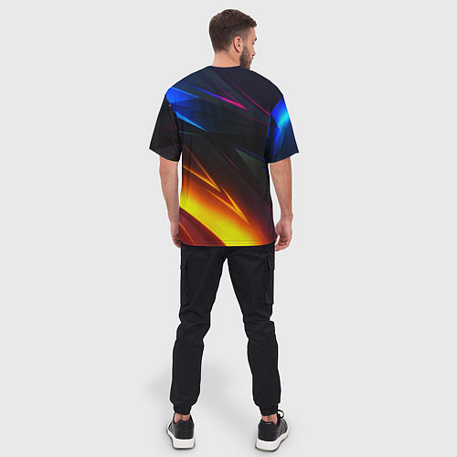 Мужская футболка оверсайз Silent hill stripes neon / 3D-принт – фото 4