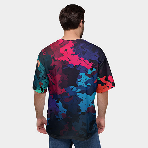 Мужская футболка оверсайз GTA 6 logo яркий неоновый камуфляжный стиль / 3D-принт – фото 4