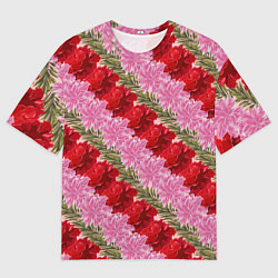 Футболка оверсайз мужская Фон с лилиями и розами, цвет: 3D-принт