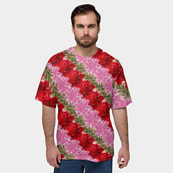 Футболка оверсайз мужская Фон с лилиями и розами, цвет: 3D-принт — фото 2