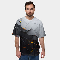Футболка оверсайз мужская Неоновые трещины, цвет: 3D-принт — фото 2