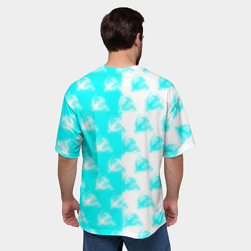 Мужская футболка оверсайз СССР текстура паттерн / 3D-принт – фото 4