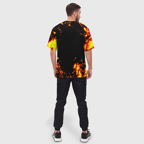 Мужская футболка оверсайз Linkin park огненный стиль / 3D-принт – фото 4