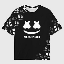 Футболка оверсайз мужская Marshmello белое лого, цвет: 3D-принт