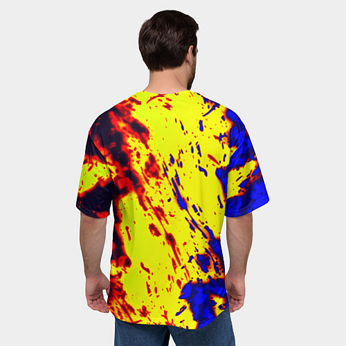 Мужская футболка оверсайз Герб РФ огненный стиль текстура / 3D-принт – фото 4