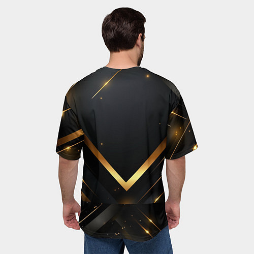 Мужская футболка оверсайз Gold luxury black abstract / 3D-принт – фото 4