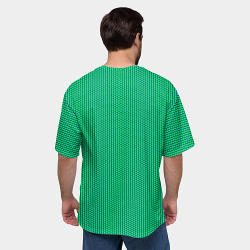 Мужская футболка оверсайз Паттерн салатовый шестигранник / 3D-принт – фото 4
