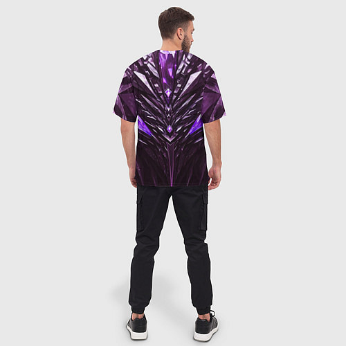 Мужская футболка оверсайз Фиолетовые кристаллы и камень / 3D-принт – фото 4