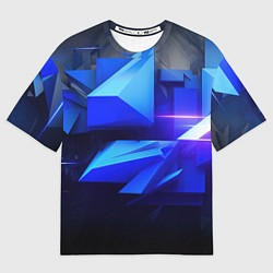 Мужская футболка оверсайз Black blue background abstract