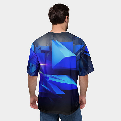 Мужская футболка оверсайз Black blue background abstract / 3D-принт – фото 4