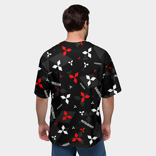 Мужская футболка оверсайз Mitsubishi - logo pattern / 3D-принт – фото 4