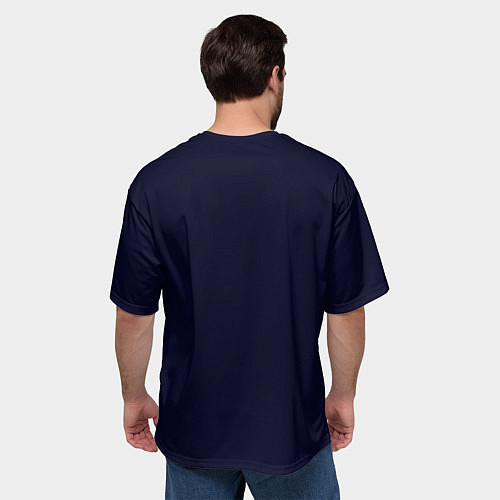 Мужская футболка оверсайз Синий светящийся лев / 3D-принт – фото 4