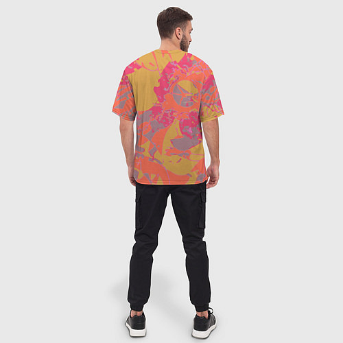 Мужская футболка оверсайз Цветной яркий камуфляж / 3D-принт – фото 4